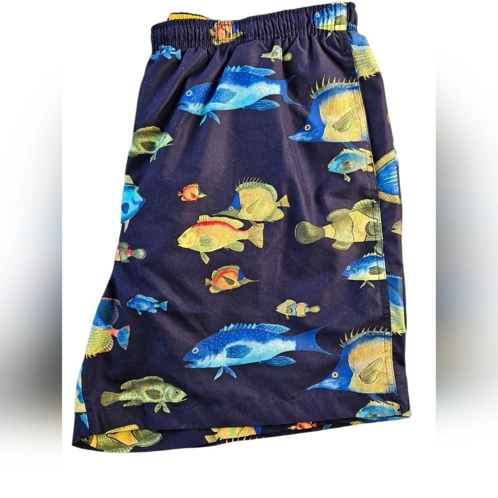Vintage Men's Nautica Fish (Navy) Swim Trunk Shorts Sz XL